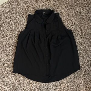NWOT Black Sleeveless Collared Blouse